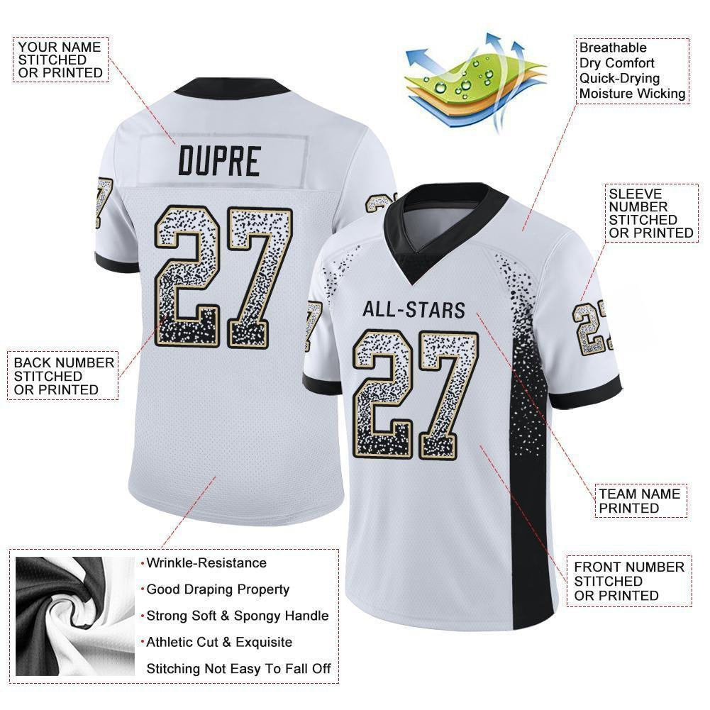Custom White Black-Vegas Gold Drift Fashion Football Jersey photo 2
