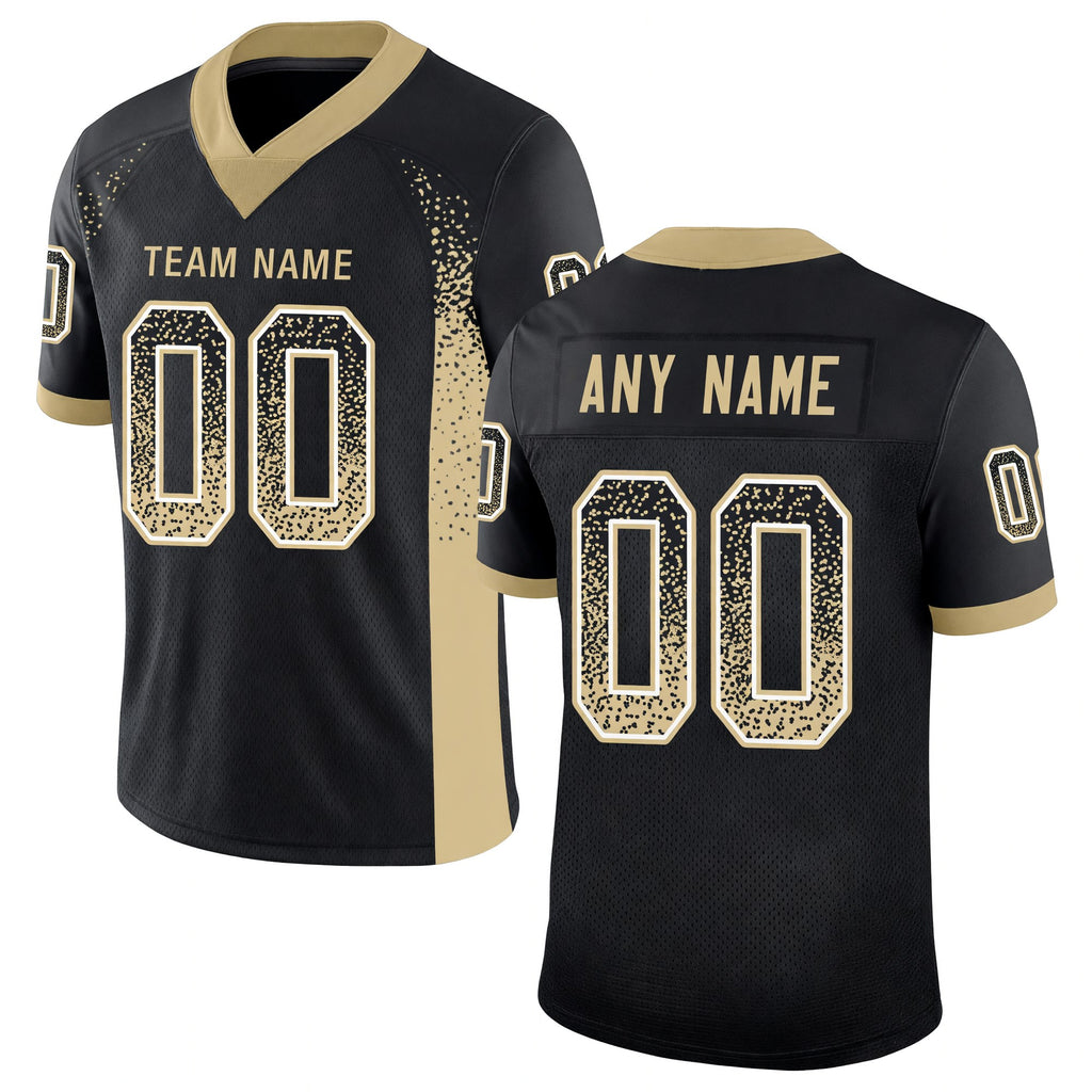 Custom Black Vegas Gold-White Drift Fashion Football Jersey