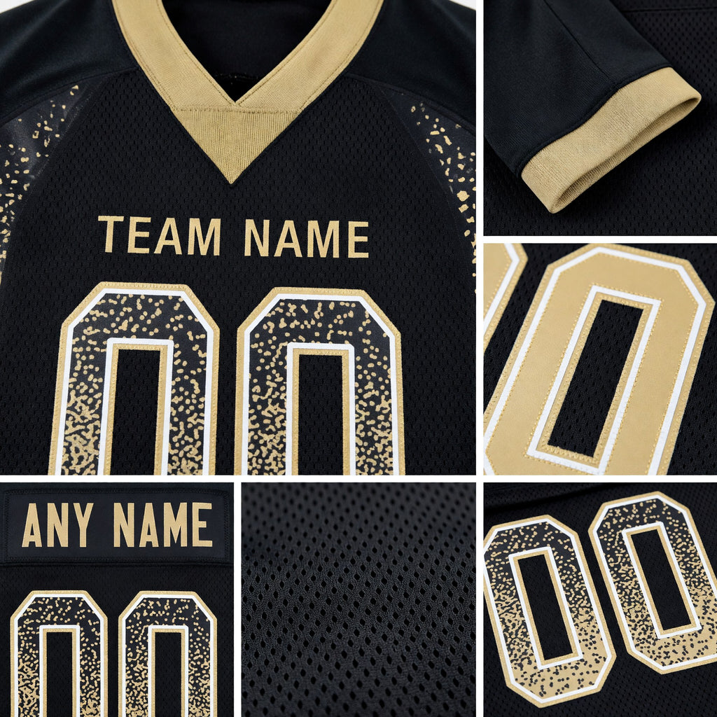 Custom Black Vegas Gold-White Drift Fashion Football Jersey detail