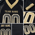 Custom Black Vegas Gold-White Drift Fashion Football Jersey detail