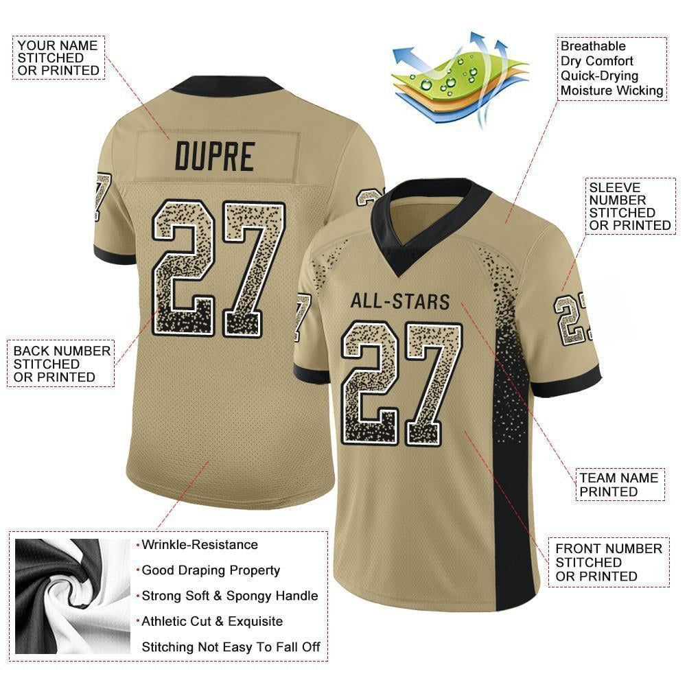 Custom Vegas Gold Black-White Drift Fashion Football Jersey photo 2