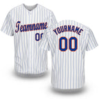 Custom White Royal Pinstripe Royal-Orange Baseball Jersey