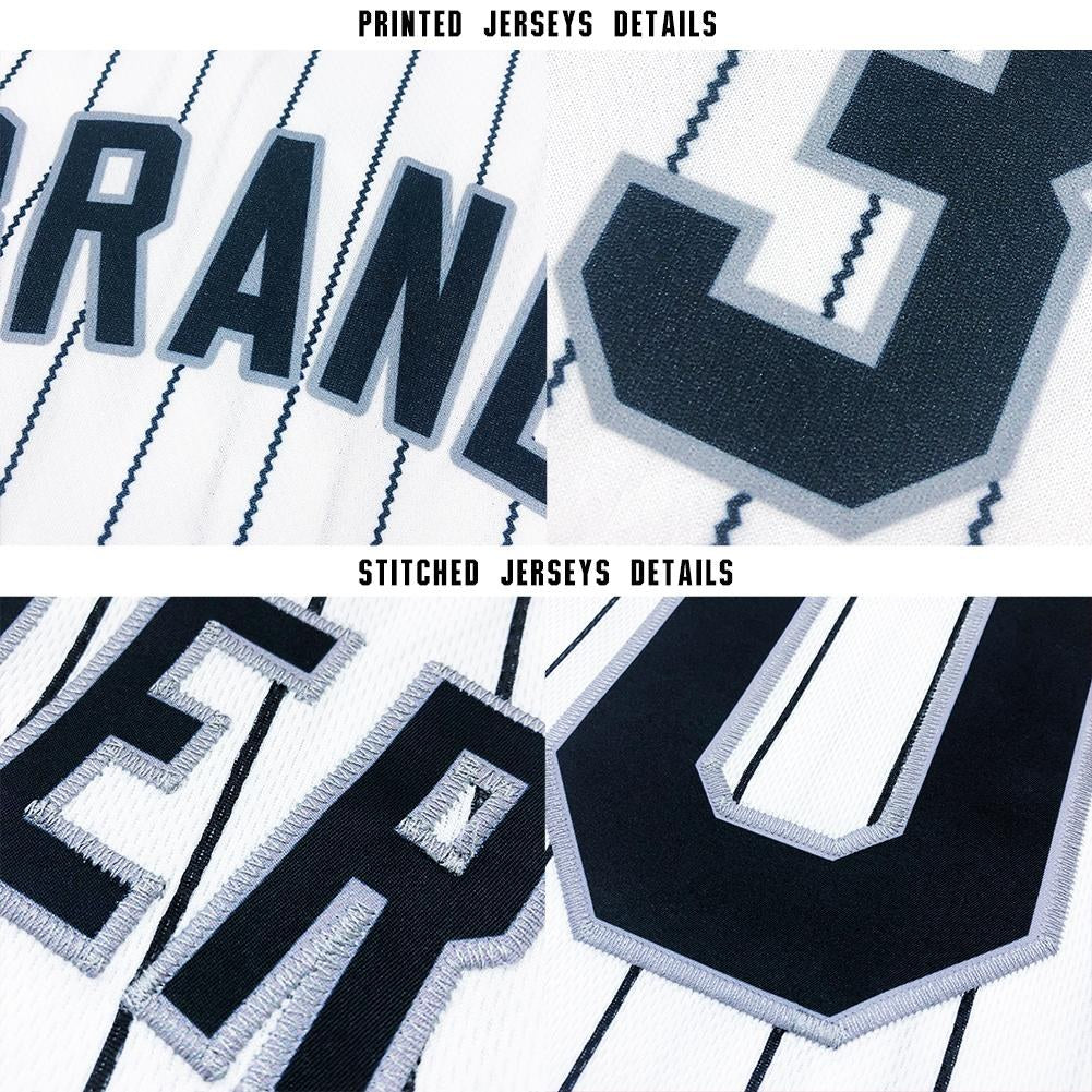 Custom White Royal Pinstripe Royal-Orange Baseball Jersey photo 5