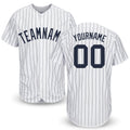 Custom White Navy Pinstripe Navy Baseball Jersey