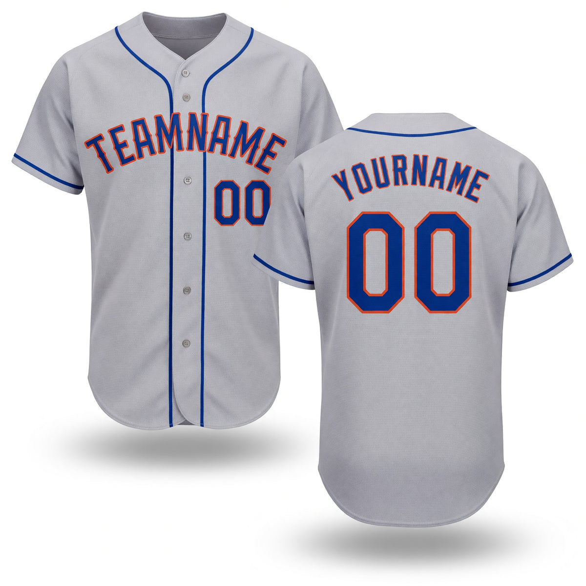 Custom Gray Royal-Orange Baseball Jersey