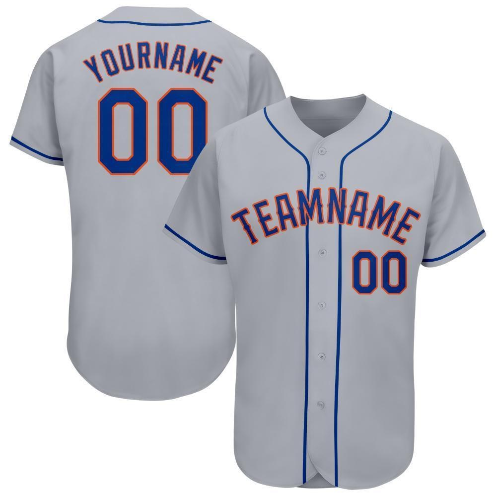 Custom Gray Royal-Orange Baseball Jersey photo 1