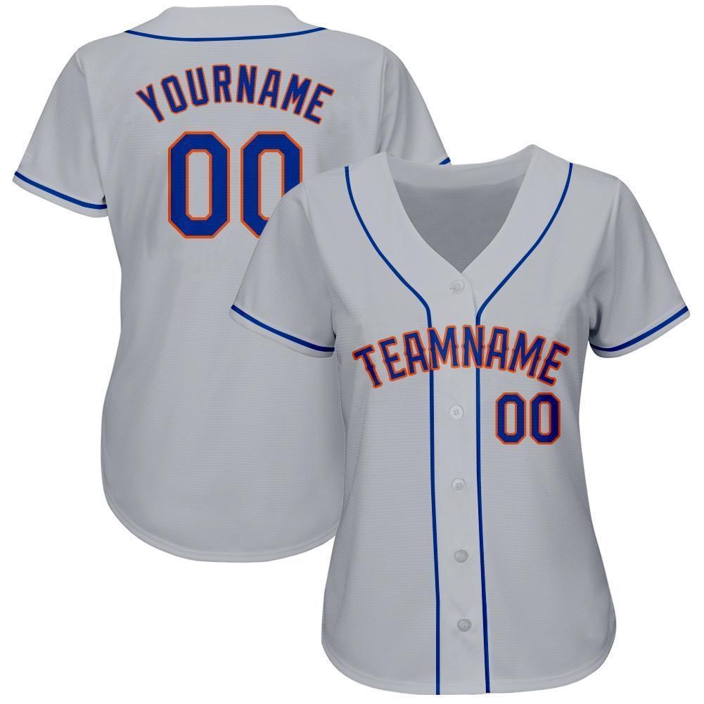 Custom Gray Royal-Orange Baseball Jersey photo 2