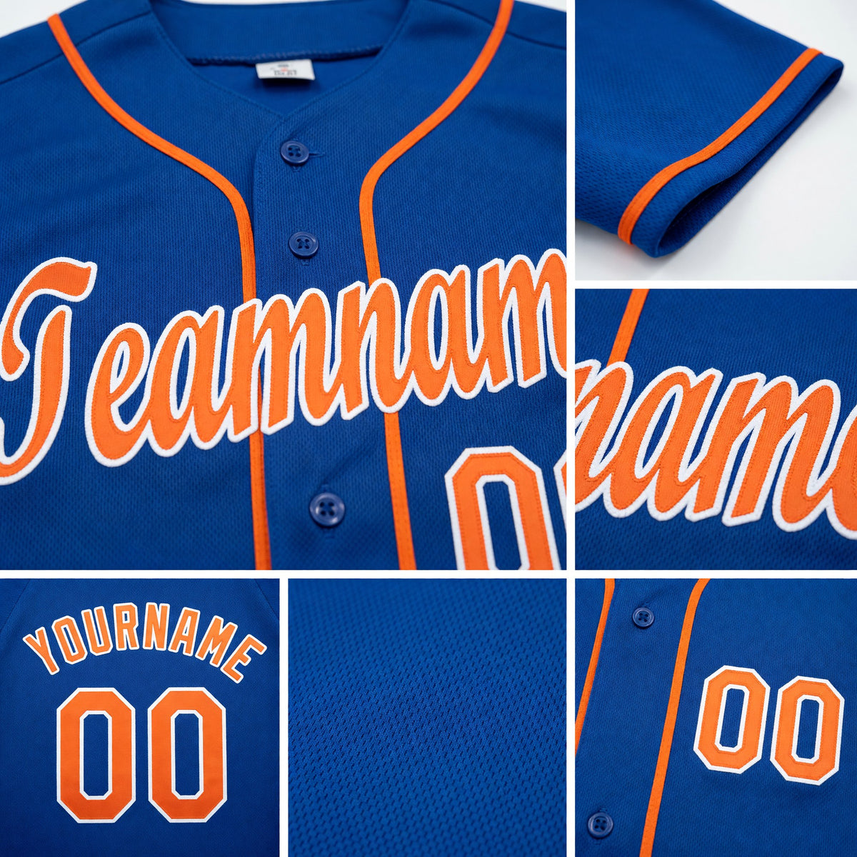 Custom Royal Orange-White Baseball Jersey detail