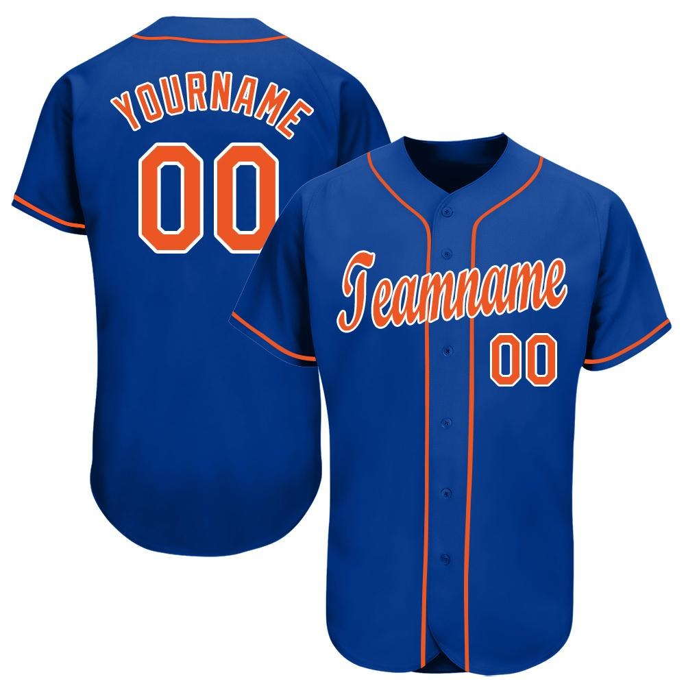 Custom Royal Orange-White Baseball Jersey photo 1