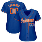 Custom Royal Orange-White Baseball Jersey photo 3