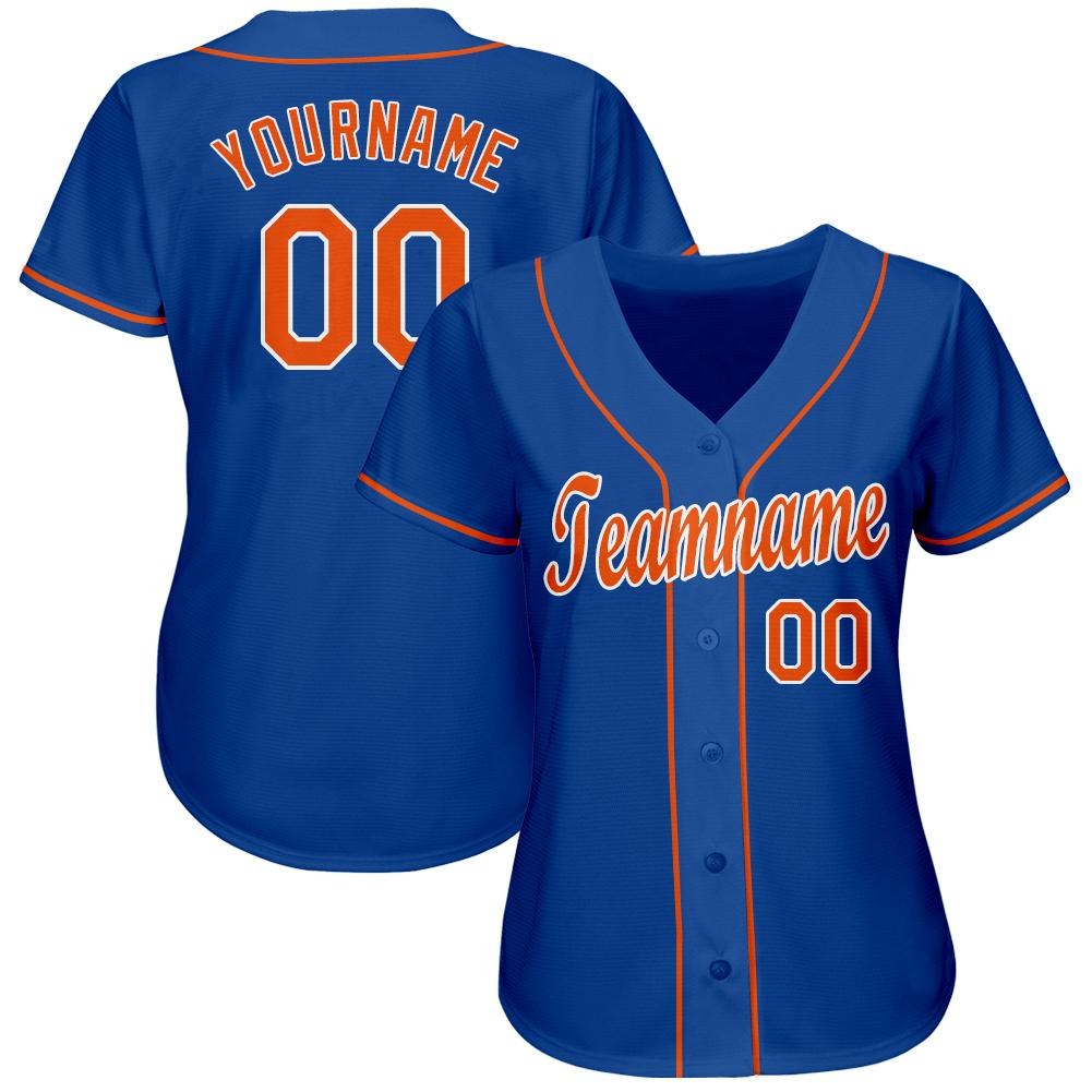 Custom Royal Orange-White Baseball Jersey photo 3