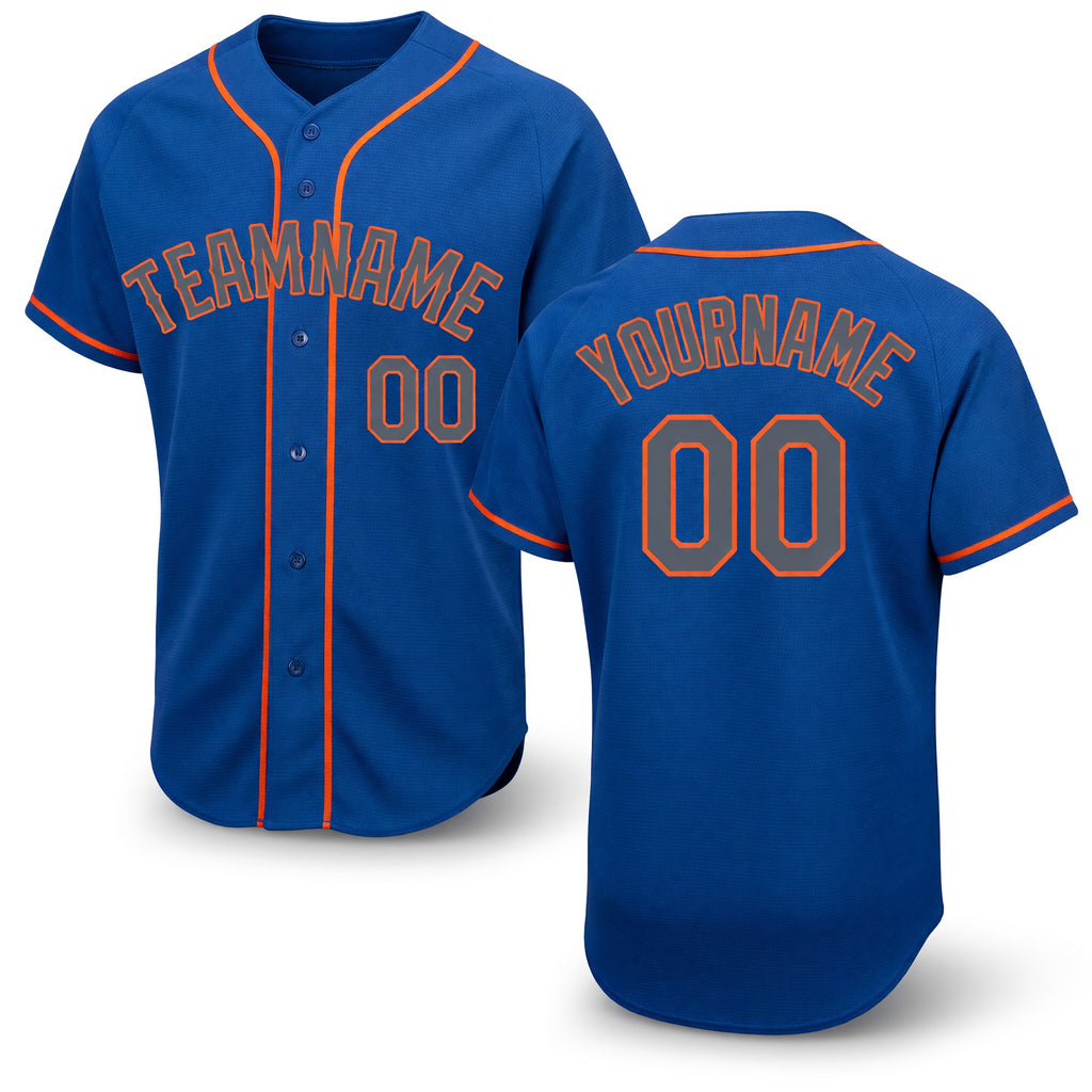 Custom Royal Gray-Orange Baseball Jersey