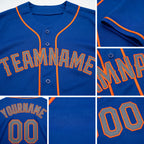 Custom Royal Gray-Orange Baseball Jersey detail