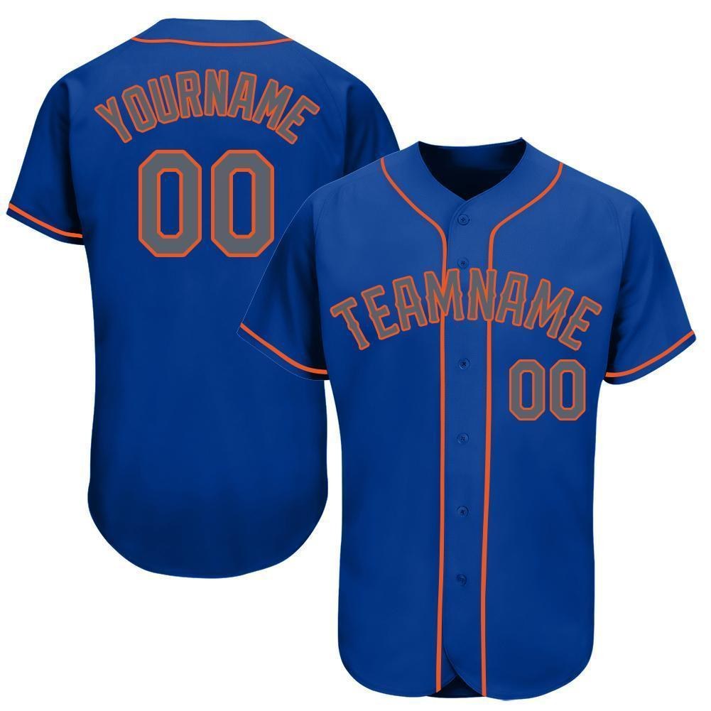 Custom Royal Gray-Orange Baseball Jersey photo 1