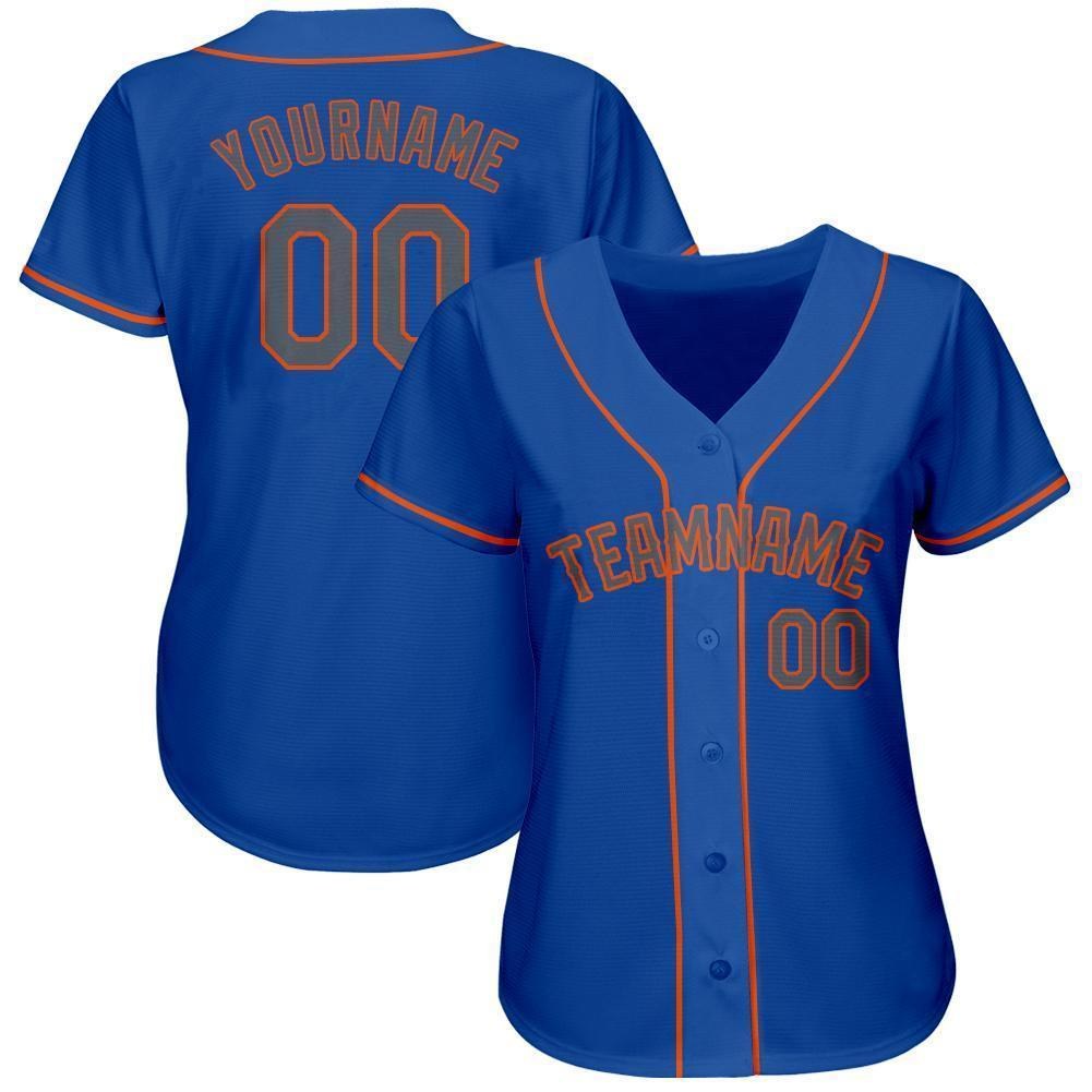 Custom Royal Gray-Orange Baseball Jersey photo 2