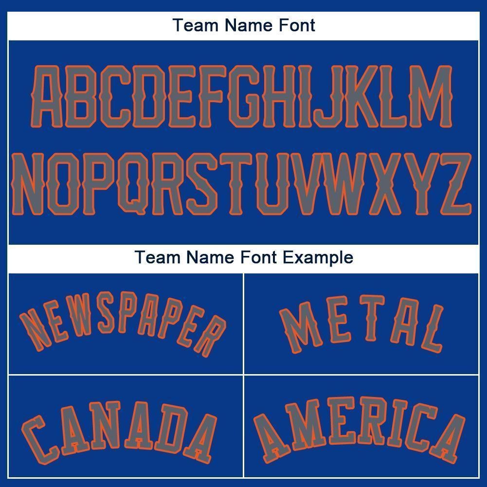 Custom Royal Gray-Orange Baseball Jersey photo 4