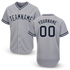 Custom Gray Navy-White Baseball Jersey