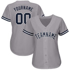 Custom Gray Navy-White Baseball Jersey photo 2