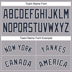 Custom Gray Navy-White Baseball Jersey photo 4