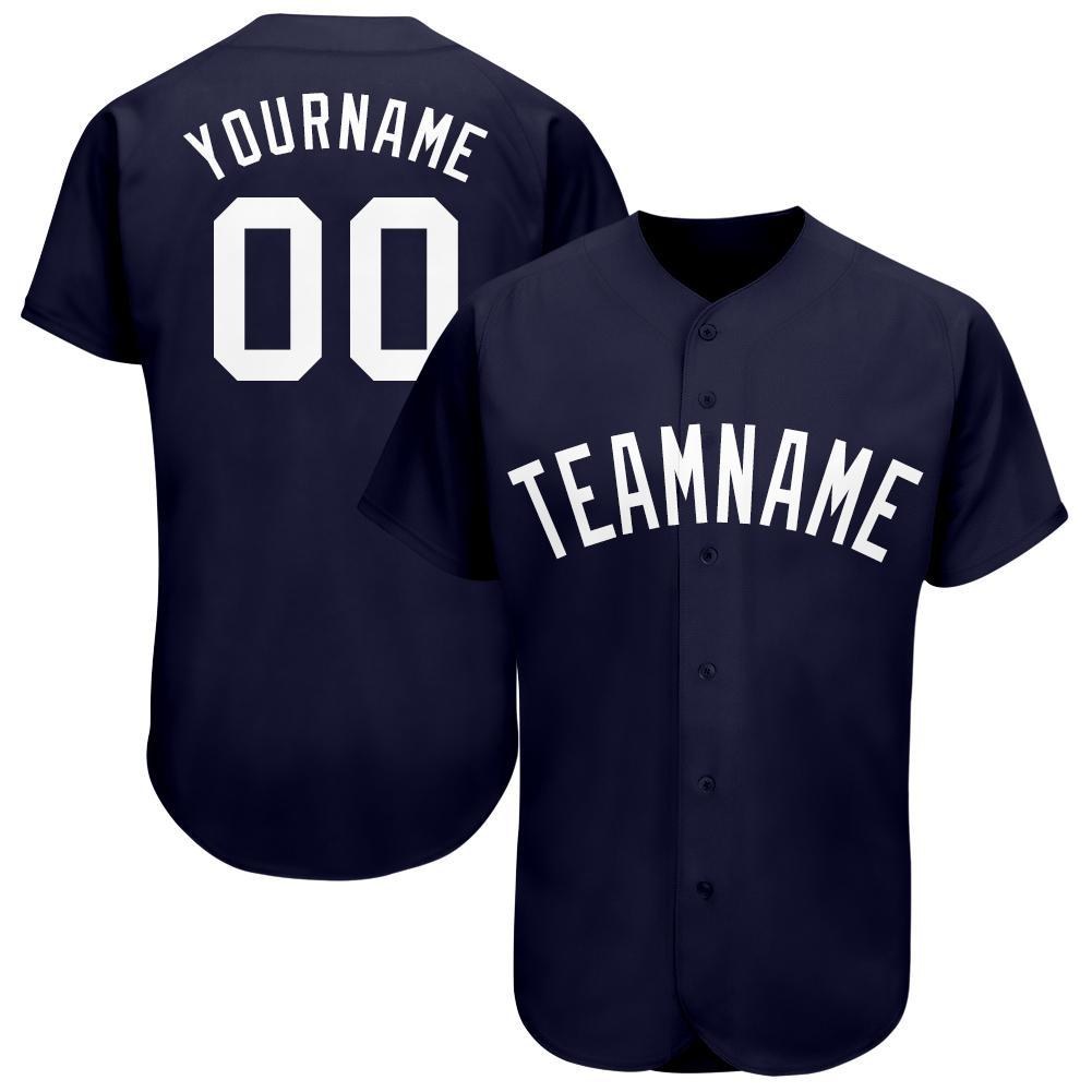 Custom Navy White Baseball Jersey photo 1