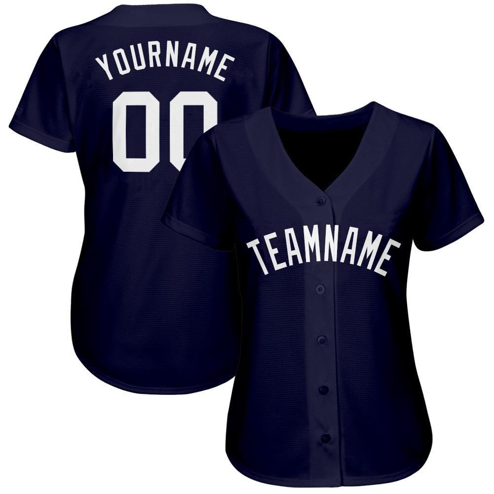 Custom Navy White Baseball Jersey photo 2
