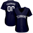 Custom Navy White Baseball Jersey photo 2