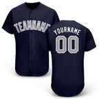 Custom Navy Gray-White Baseball Jersey