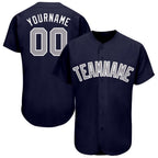 Custom Navy Gray-White Baseball Jersey photo 1