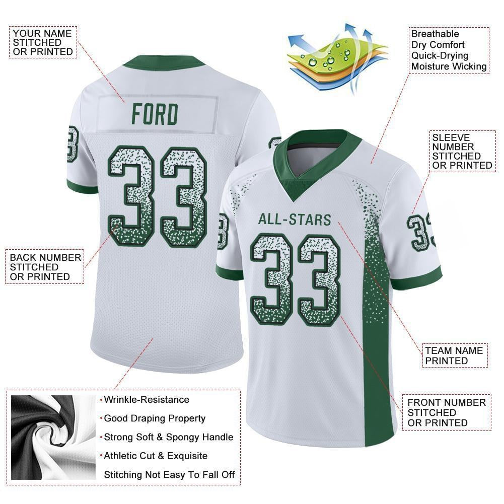 Custom White Grass Green-Black Drift Fashion Football Jersey photo 2