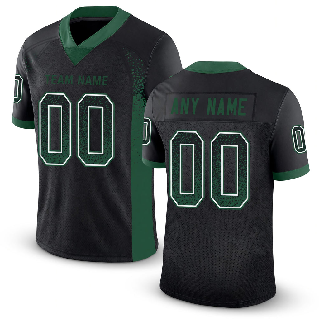 Custom Black Grass Green-White Drift Fashion Football Jersey