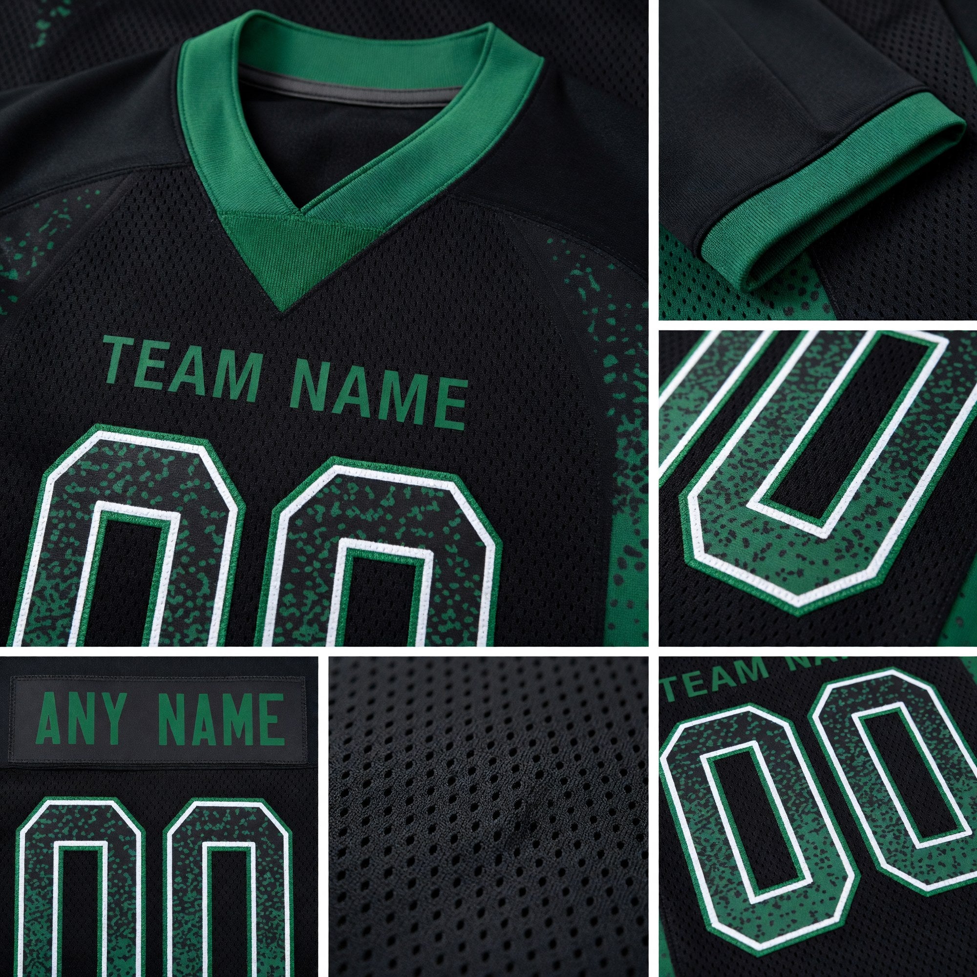 Custom Black Grass Green-White Drift Fashion Football Jersey detail
