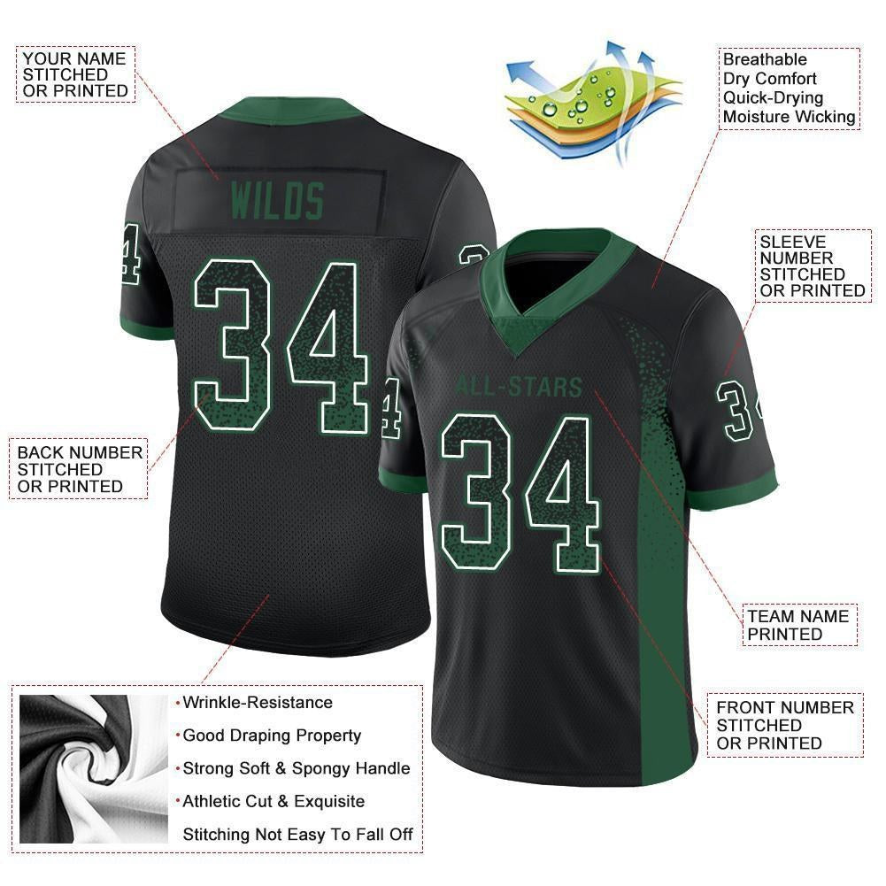 Custom Black Grass Green-White Drift Fashion Football Jersey photo 3