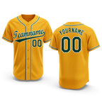 Custom Gold Green-White Baseball Jersey