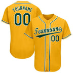Custom Gold Green-White Baseball Jersey photo 1