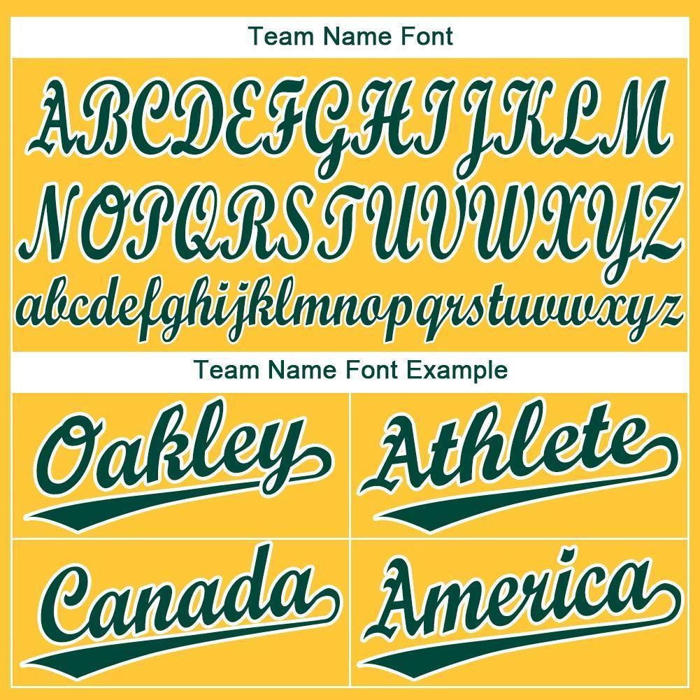 Custom Gold Green-White Baseball Jersey photo 4