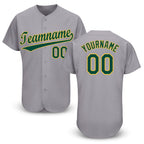 Custom Gray Green-Gold Baseball Jersey