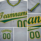 Custom Gray Green-Gold Baseball Jersey detail