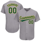 custom gray green gold baseball jersey oaklandq0079