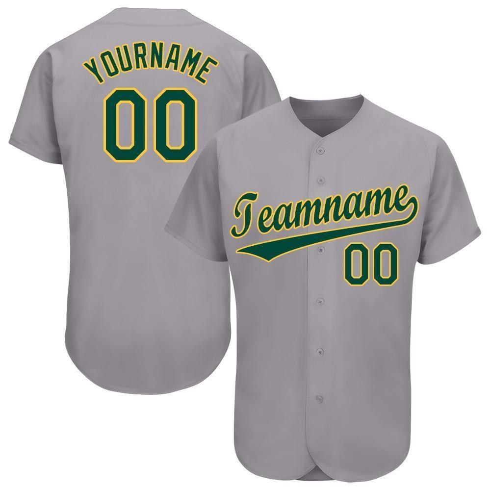 custom gray green gold baseball jersey oaklandq0079