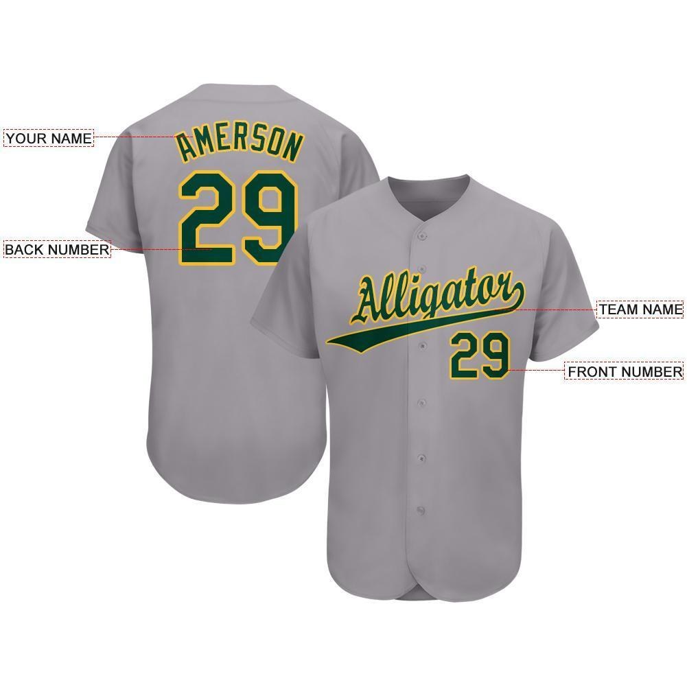 custom gray green gold baseball jersey oaklandq0079