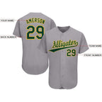 custom gray green gold baseball jersey oaklandq0079