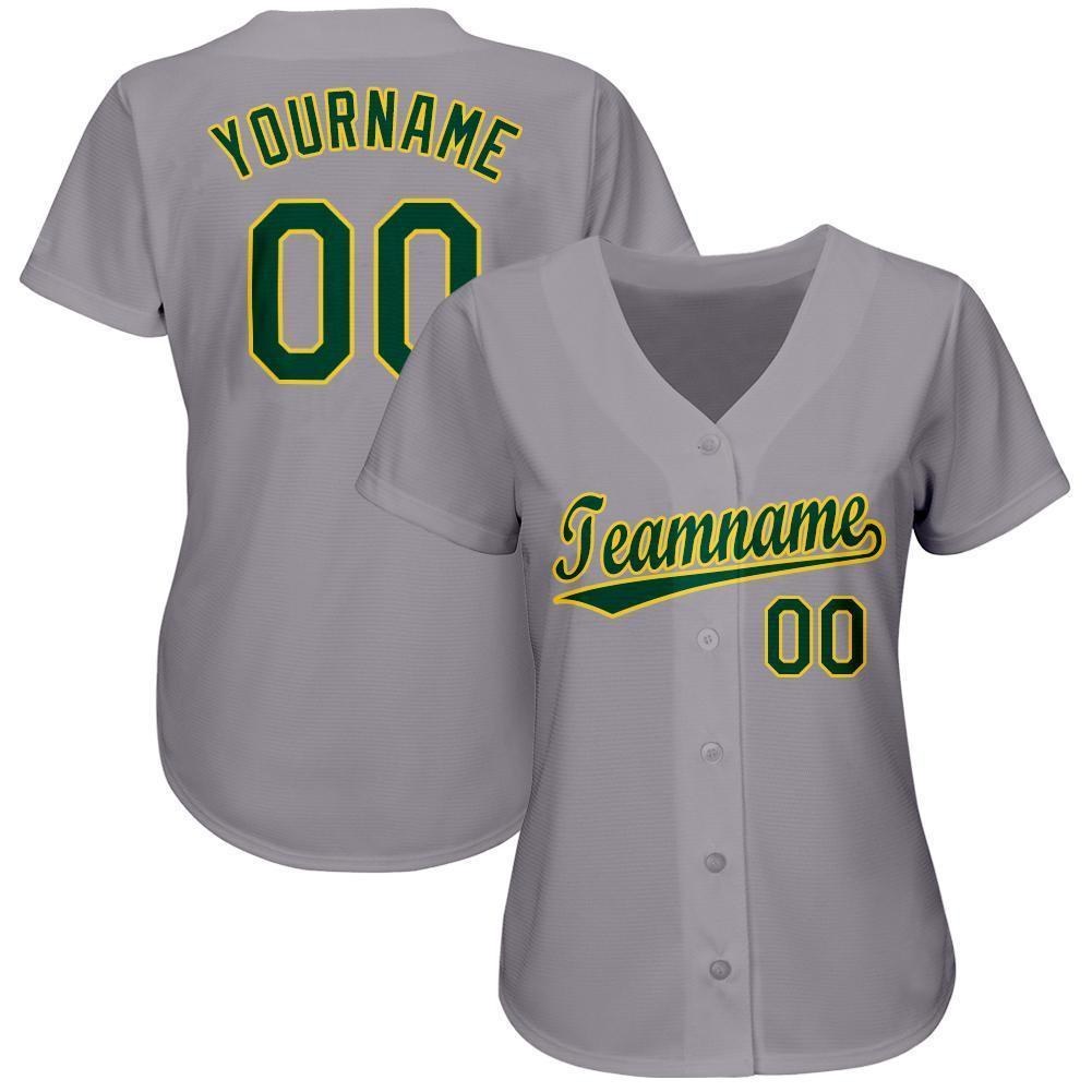 Custom Gray Green-Gold Baseball Jersey photo 1