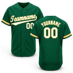 Custom Kelly Green White-Gold Baseball Jersey