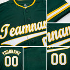 Custom Kelly Green White-Gold Baseball Jersey detail