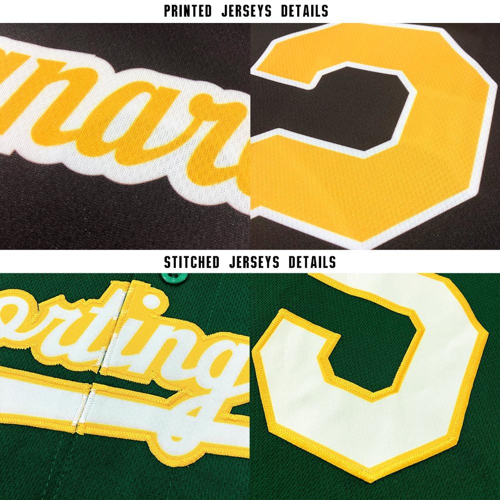 Custom Kelly Green White-Gold Baseball Jersey photo 6