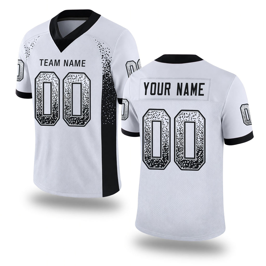 Custom White Black-Silver Drift Fashion Football Jersey