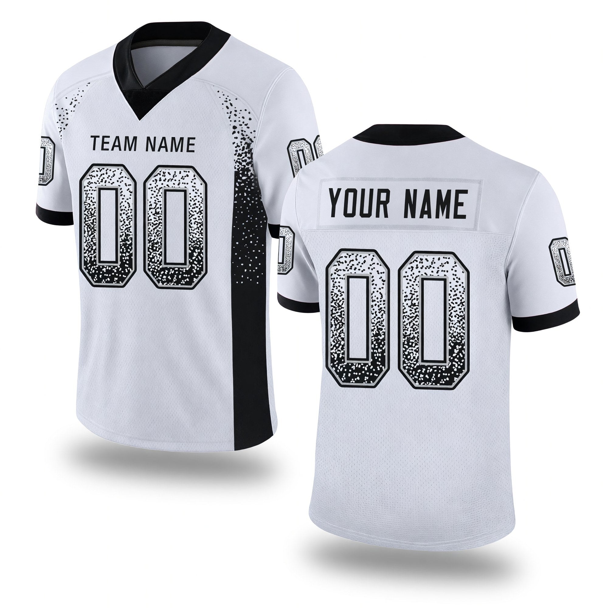 Custom White Black-Silver Drift Fashion Football Jersey