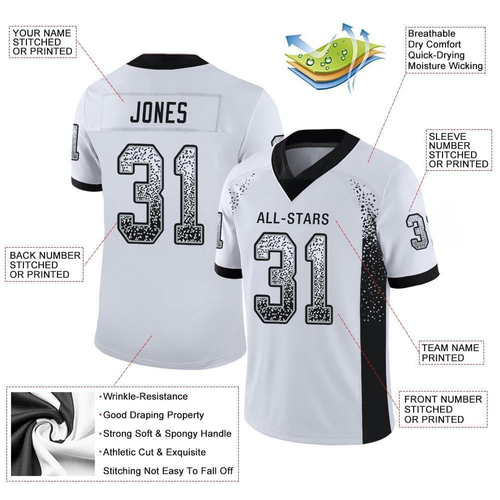 Custom White Black-Silver Drift Fashion Football Jersey photo 2