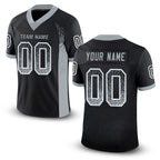 Custom Black Silver-White Drift Fashion Football Jersey