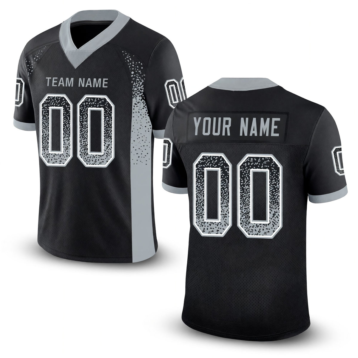 Custom Black Silver-White Drift Fashion Football Jersey